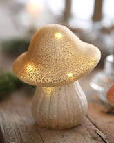 Neutral Glass Mushroom Light on Table