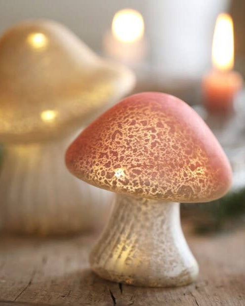 Pink and Neutral Glass Mushroom Light