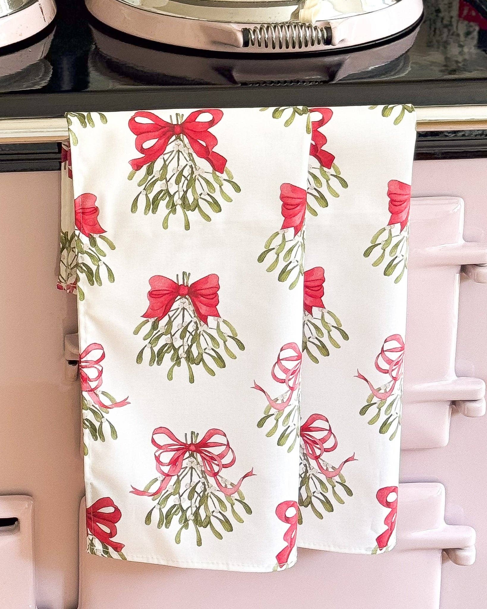 Cream Bows Tea Towel
