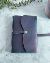 A6 Handmade Leather Notebook in Gift Bag - Navy - Benny and Mollie
