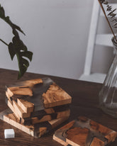 Handmade Rustic Cedar Wooden Resin Coaster on Table
