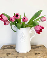 Ceramic White Fleur De Lis Jug - Benny and Mollie