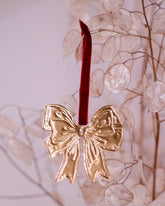 Tin Embossing Bow Ornament with Ribbon