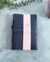 A6 Handmade Leather Notebook in Gift Bag - Navy - Benny and Mollie