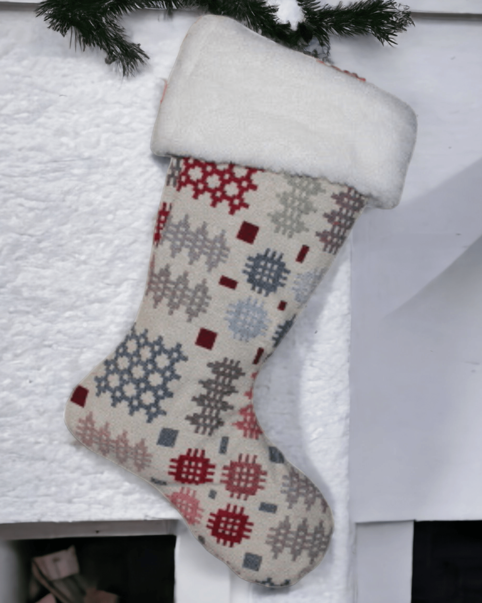 Cream Welsh Tapestry Christmas Stocking