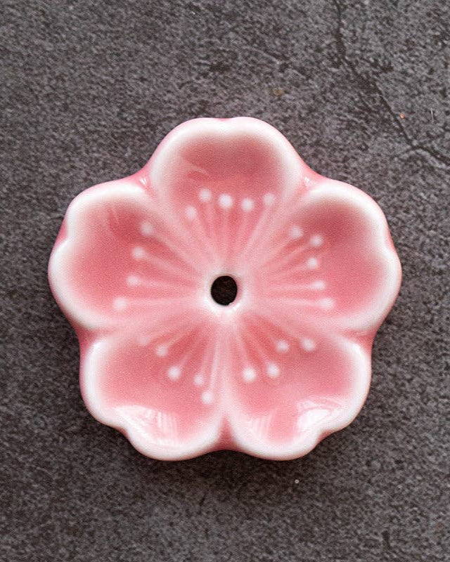 Pink Handmade Ceramic Incense Holder - Small Flowers