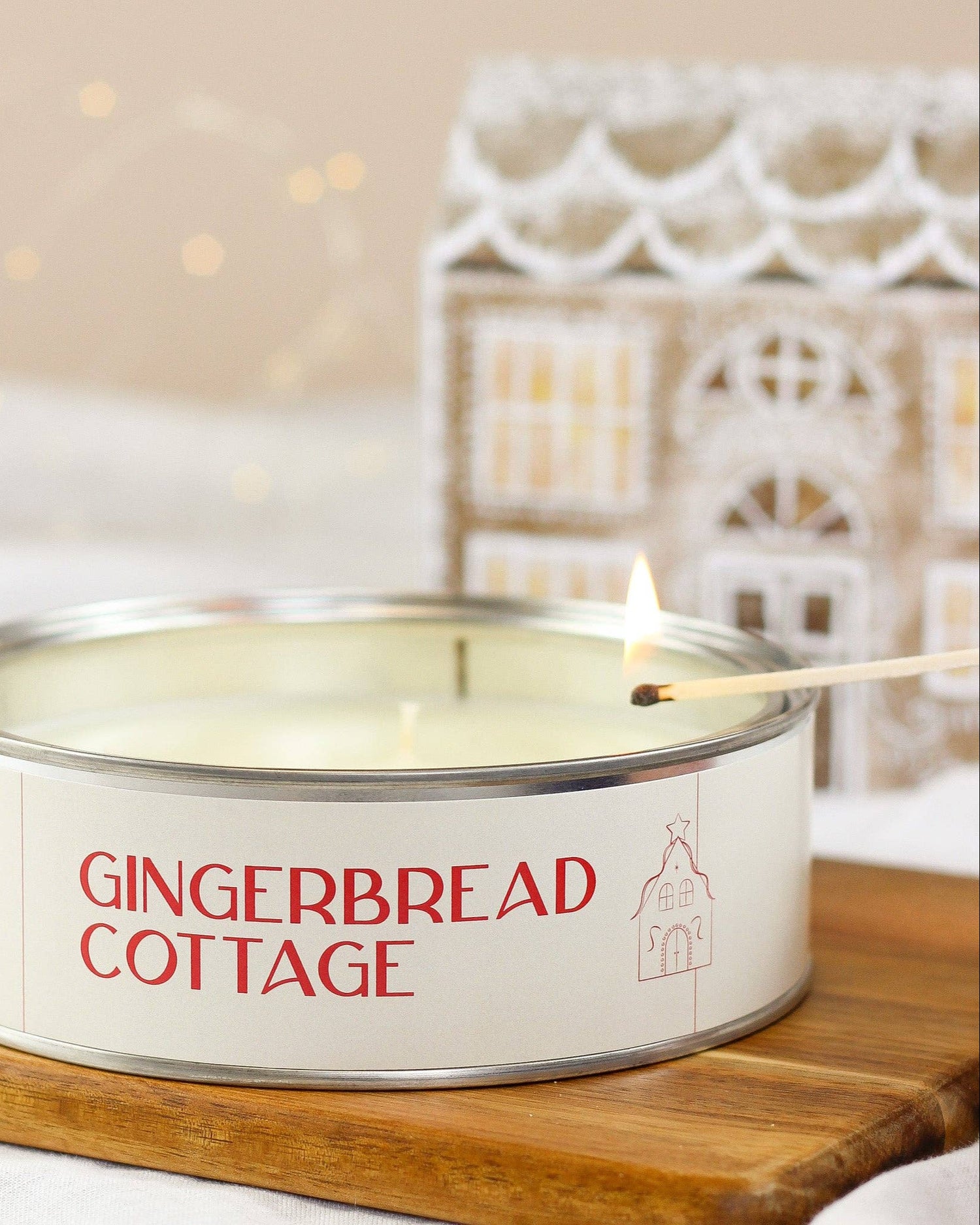 Tinned Gingerbread Cottage Triple Wick Candle
