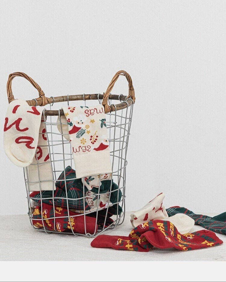 Christmas Winter Socks - Unisex in a Basket