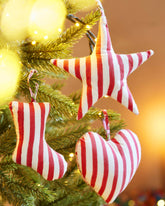 Set of 3 Arana Striped Block Print Fabric Decorations