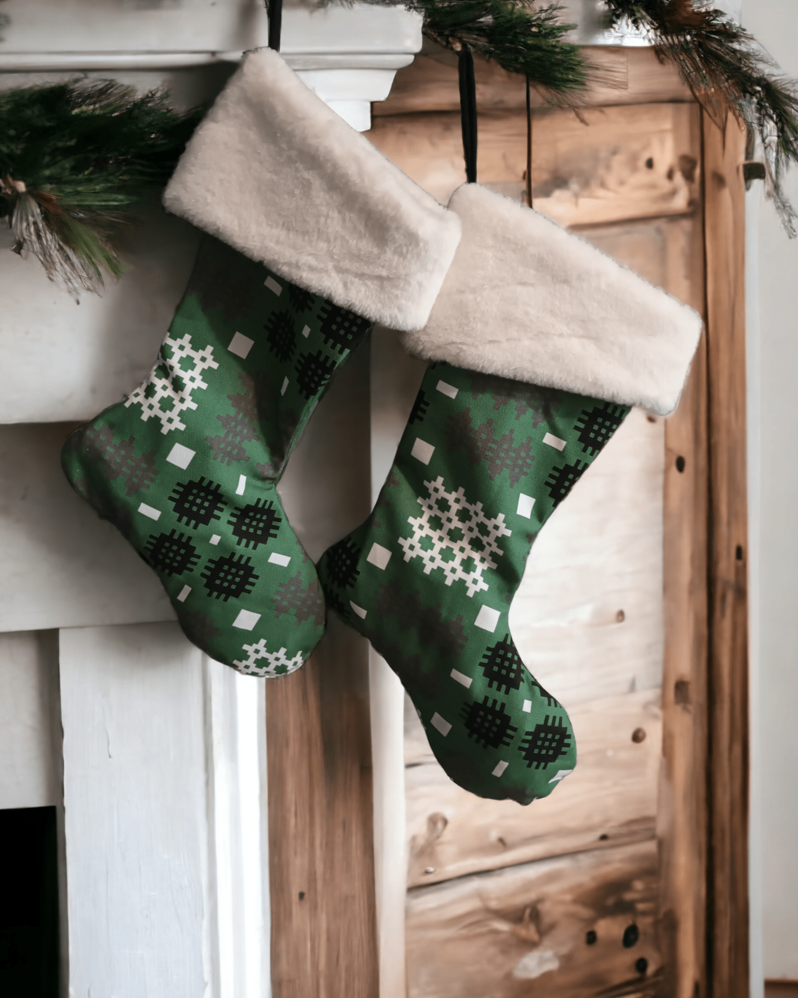 Green Welsh Tapestry Christmas Stocking