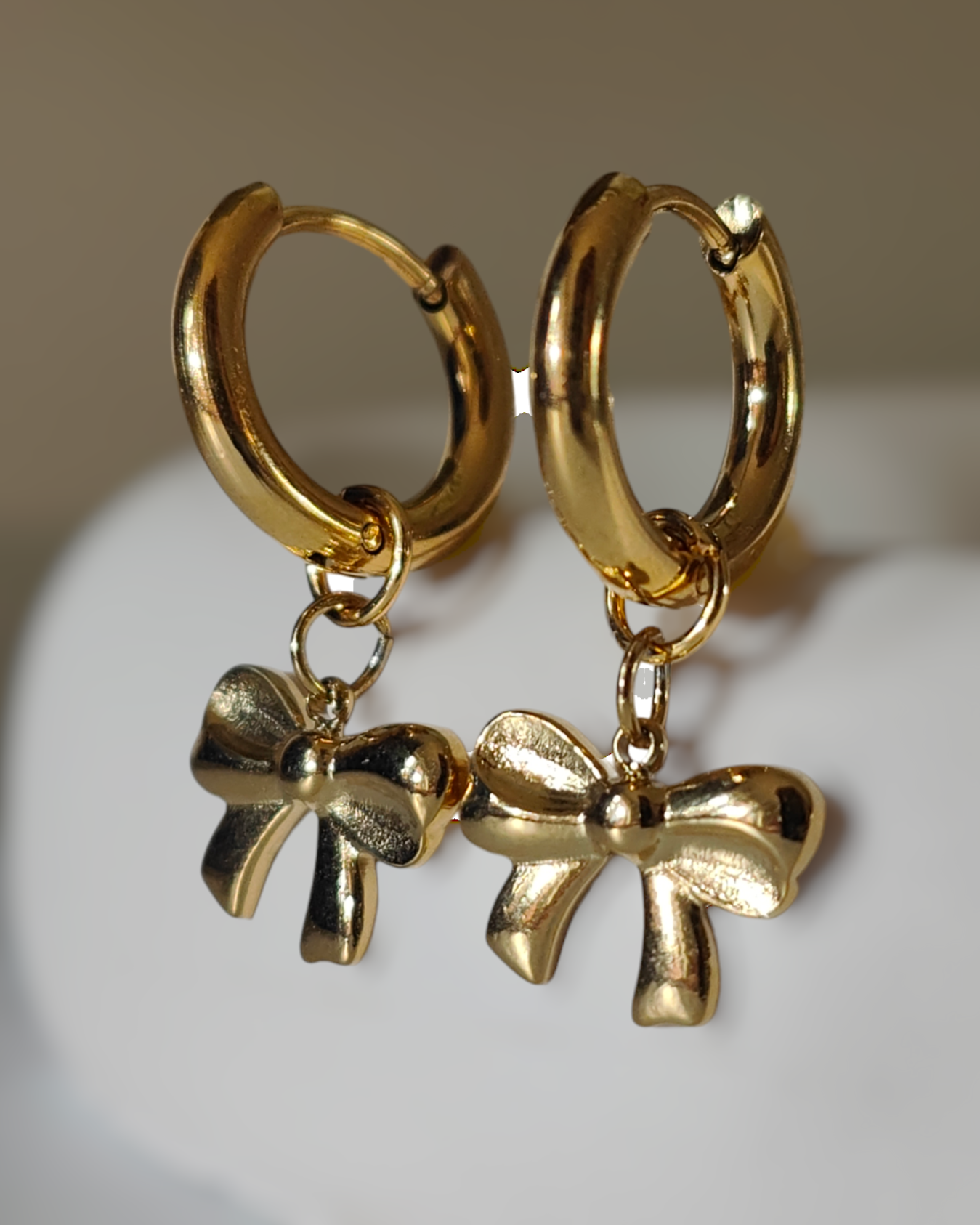 Minimalist Stainless Steel Bow Huggie Hoop Earrings - Benny and Mollie