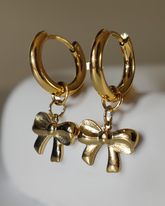 Minimalist Stainless Steel Bow Huggie Hoop Earrings - Benny and Mollie