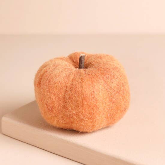 Mini Green & Orange Felt Pumpkin Ornaments
