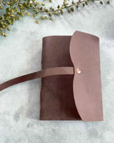 A6 Handmade Leather Notebook in Gift Bag - Dark Brown - Benny and Mollie