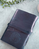 A6 Handmade Leather Notebook in Gift Bag - Navy - Benny and Mollie