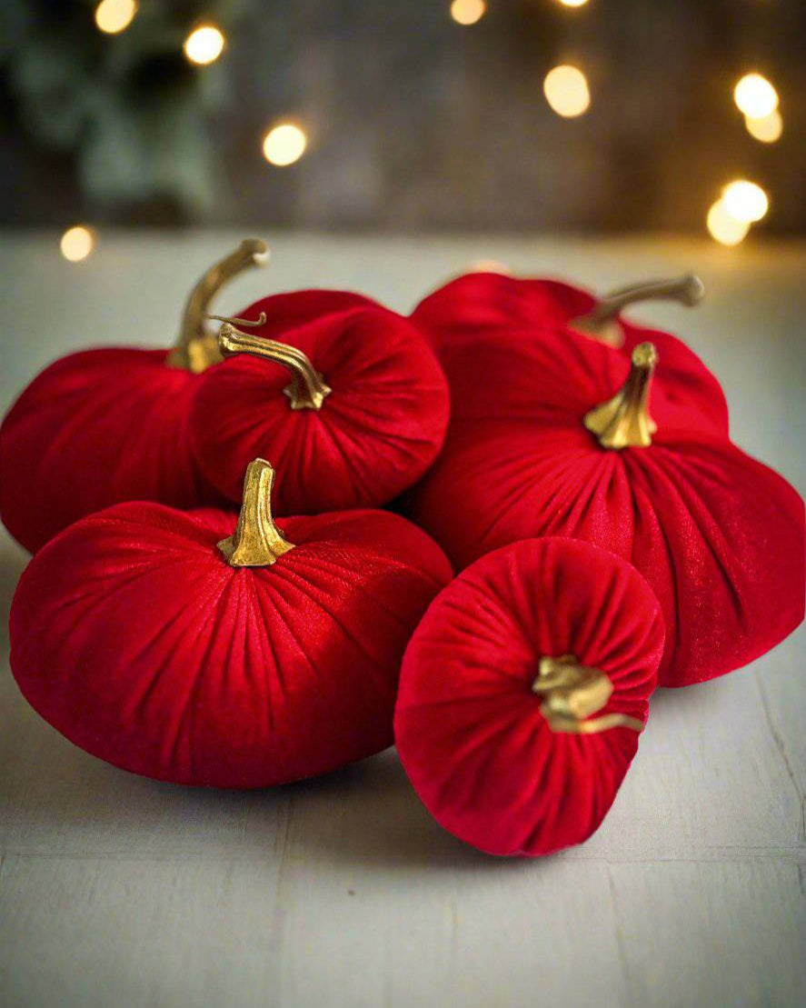 Christmas Red Luxury Velvet Pumpkins Collection