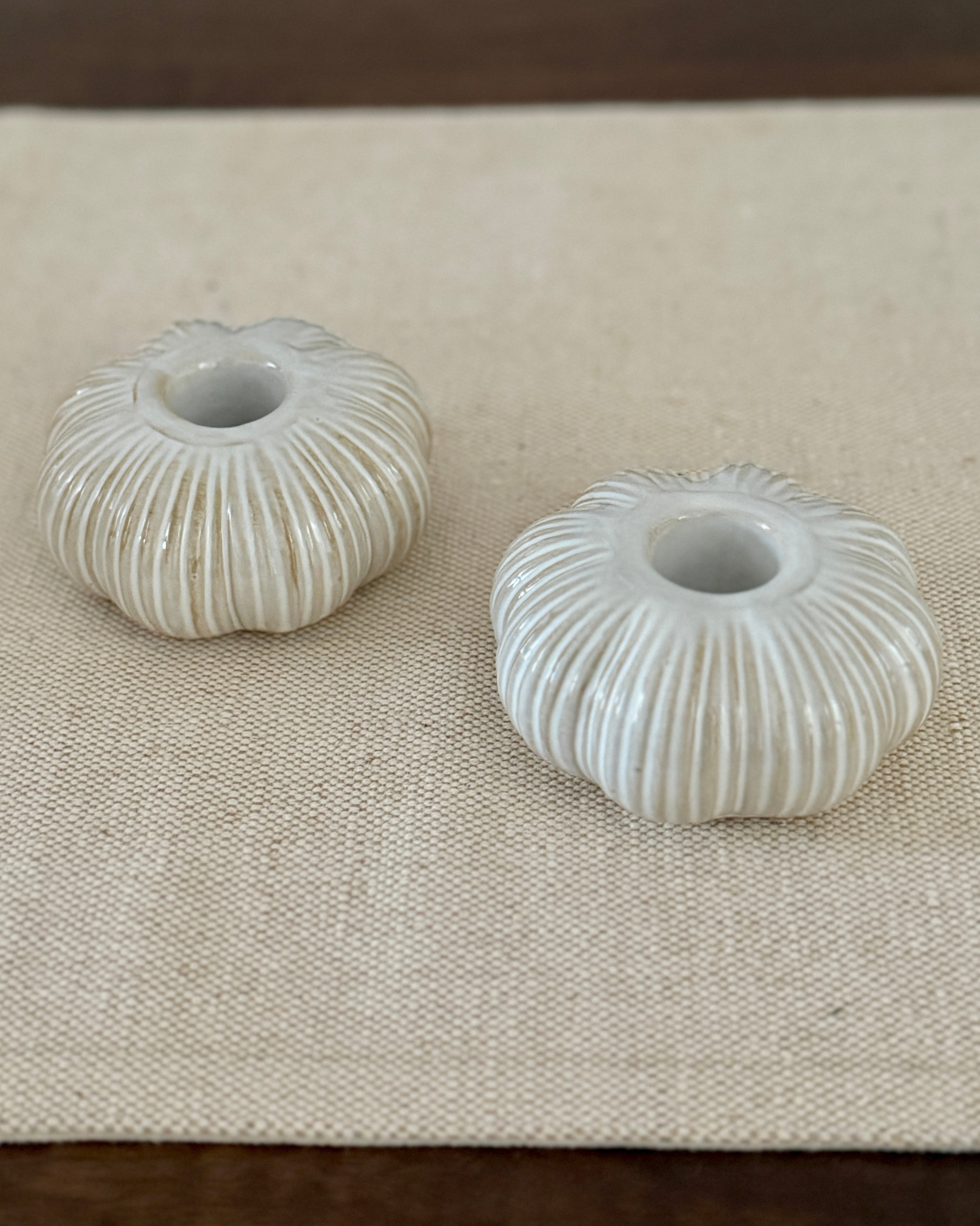 Ceramic Pumpkin Candle Holders Set of Two