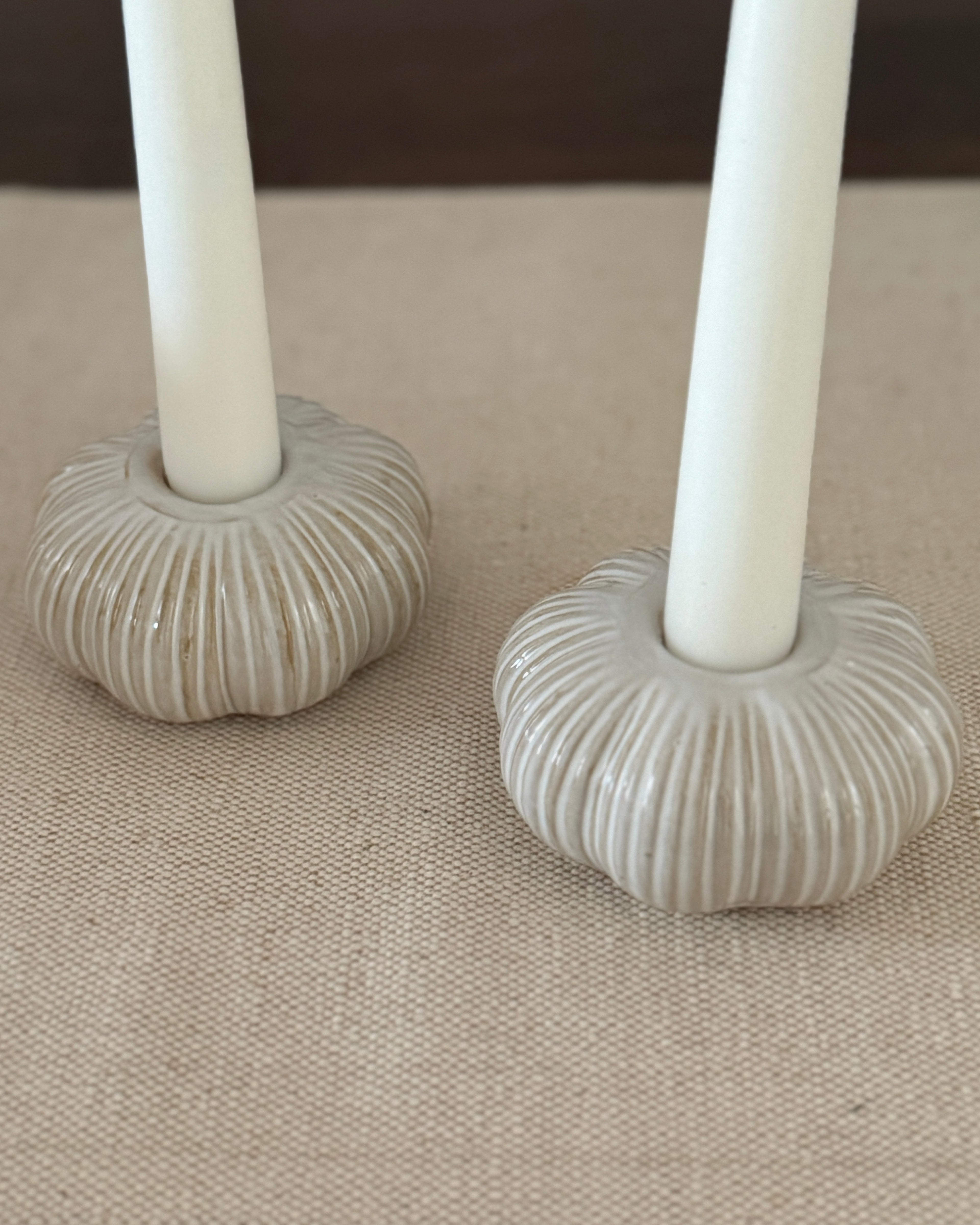 Ceramic Pumpkin Candle Holders Set of Two