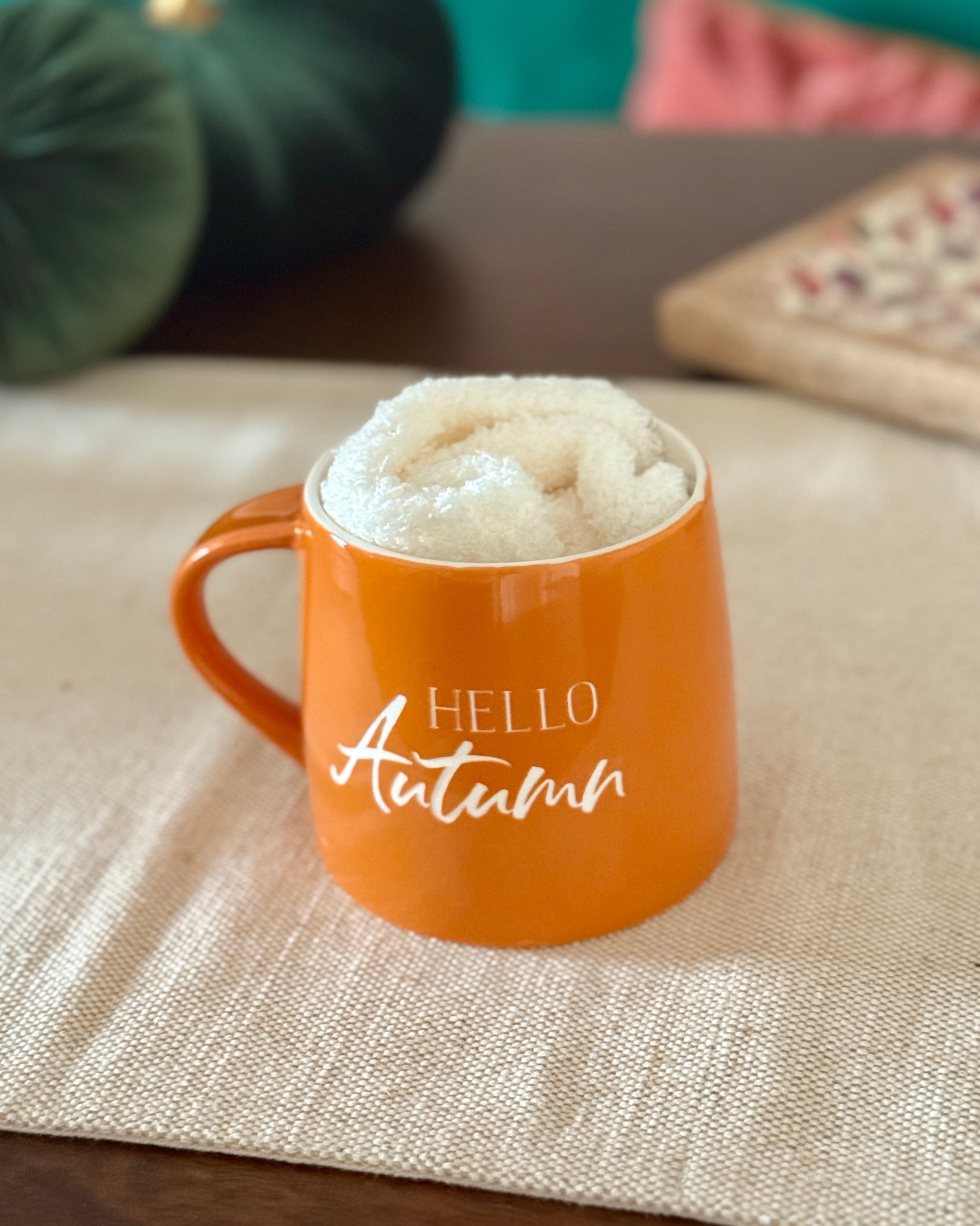 Orange mug with &