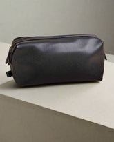 Vegan Leather Wash Bag in Black - Benny and Mollie