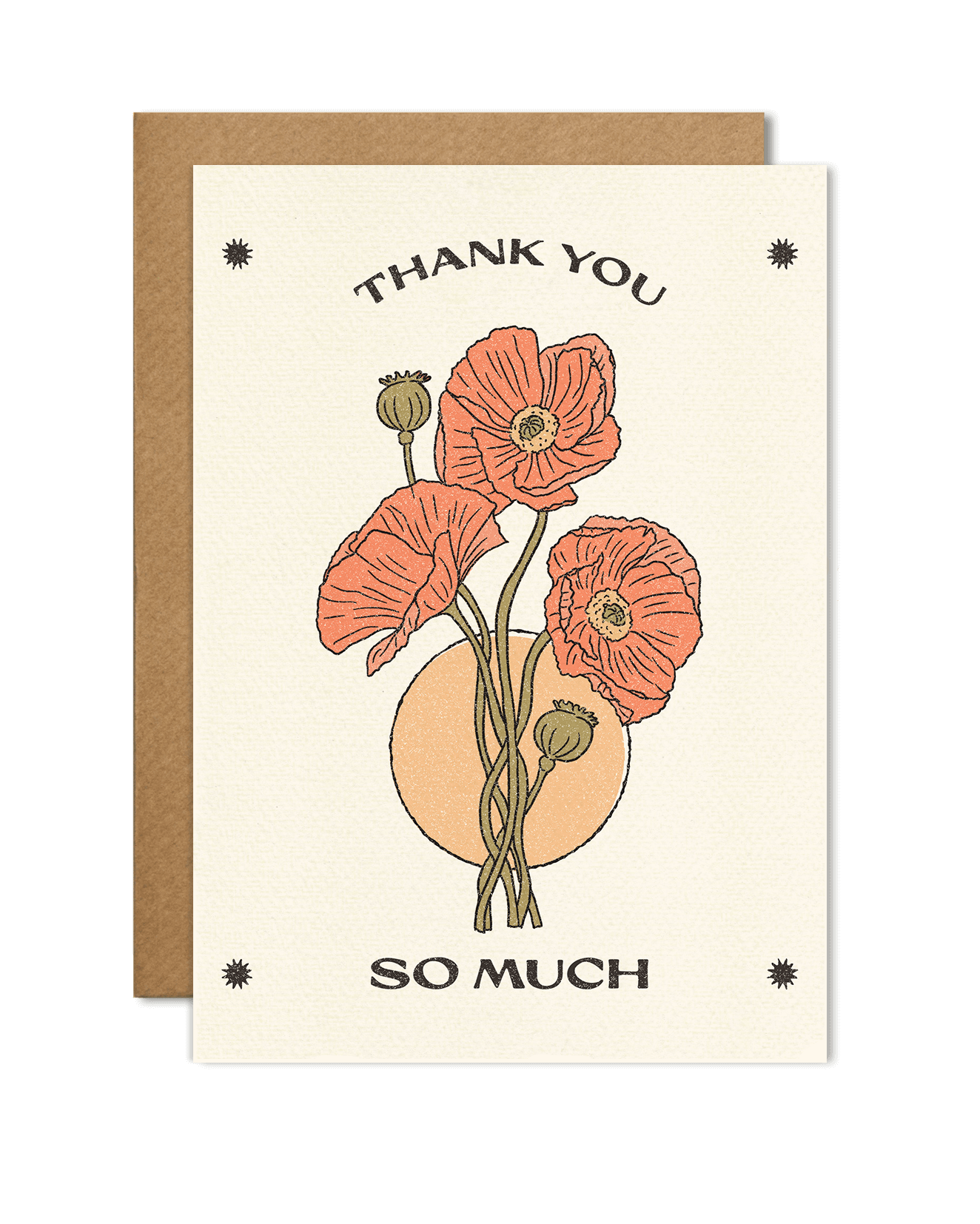 A6 eco-friendly thank-you card with "Thank You So Much" and three orange flowers. Perfect for expressing gratitude, appreciation, or Teacher&
