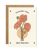 A6 eco-friendly thank-you card with "Thank You So Much" and three orange flowers. Perfect for expressing gratitude, appreciation, or Teacher&