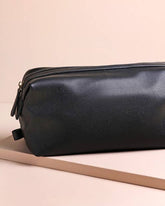 Vegan Leather Wash Bag in Black