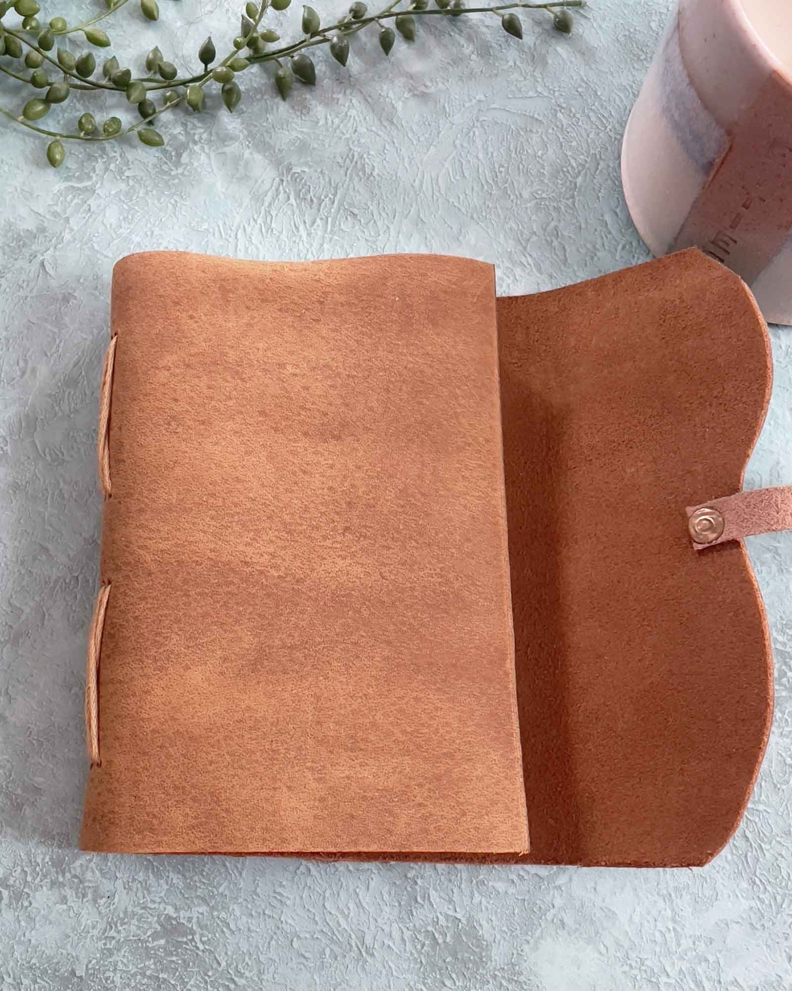 A6 Handmade Leather Notebook in Gift Bag - Tan - Benny and Mollie