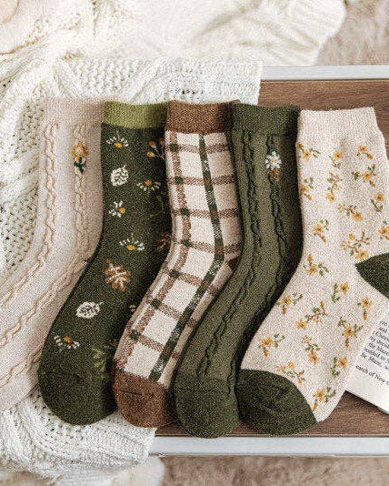 Floral Wool Socks Collection