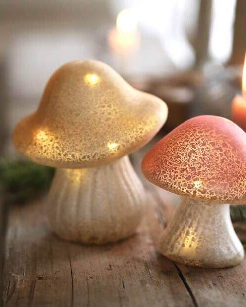 Neutral & Pink Glass Mushroom Light