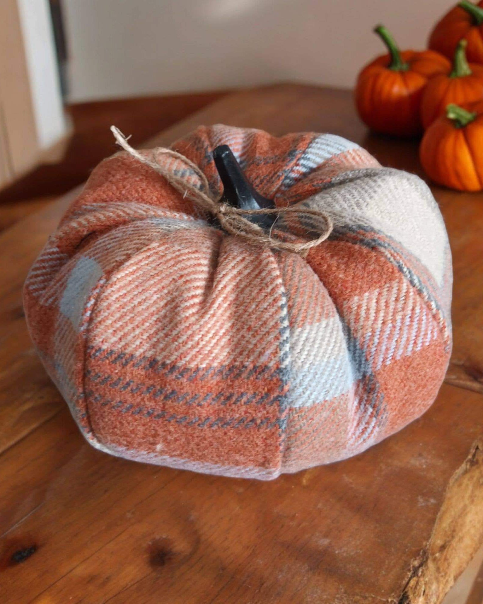Balmoral Orange Check Fabric Pumpkins - Benny and Mollie