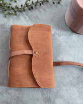 A6 Handmade Leather Notebook in Gift Bag - Tan - Benny and Mollie