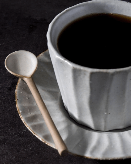 Handmade Ceramic Spoon with Coffee