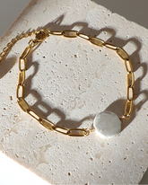 Keshi Pearl Paperclip Chain Bracelet - Benny and Mollie