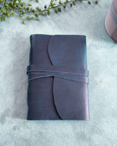 A6 Handmade Leather Notebook in Gift Bag - Navy - Benny and Mollie