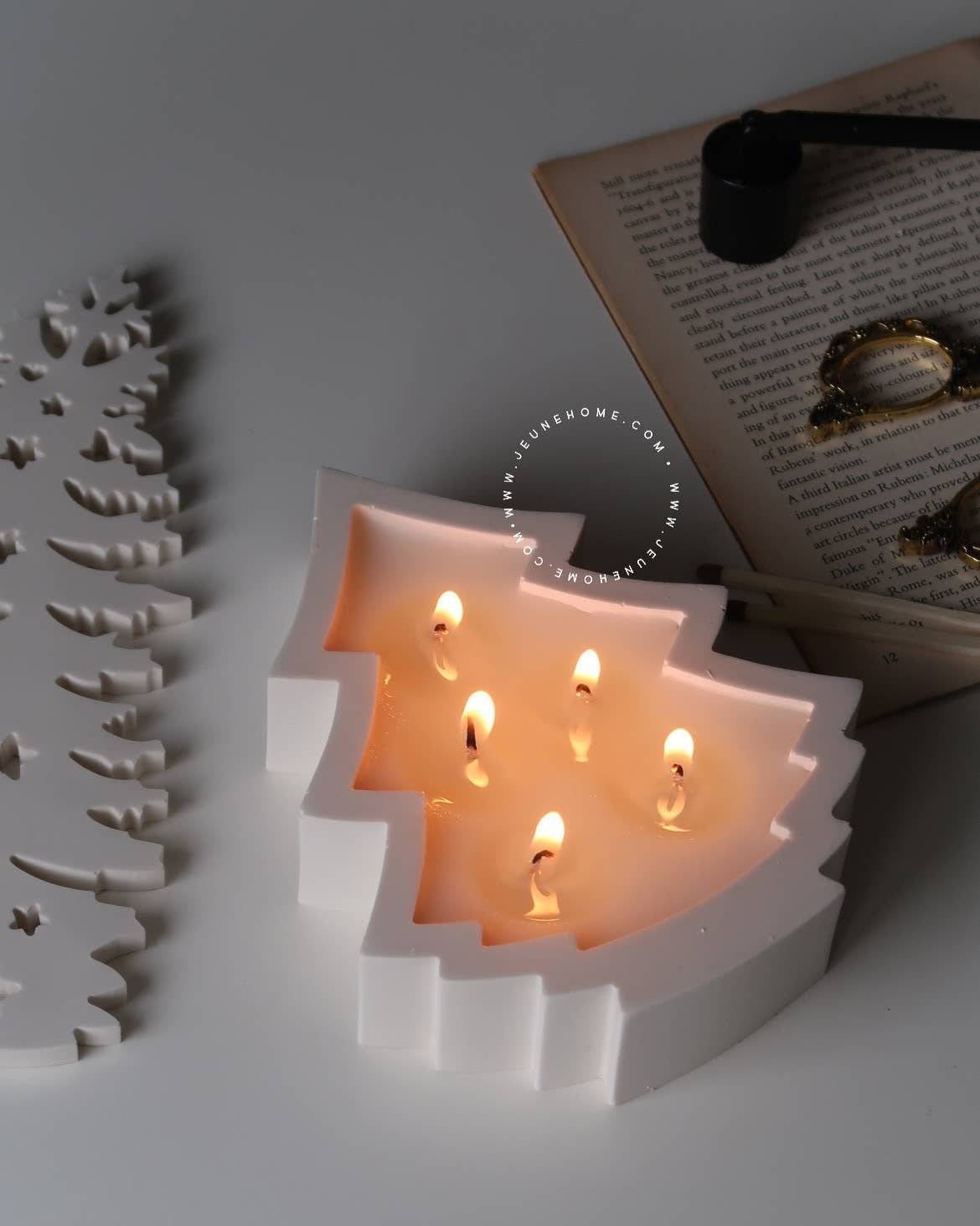 Hand-Poured Scented Christmas Tree Candle Lit