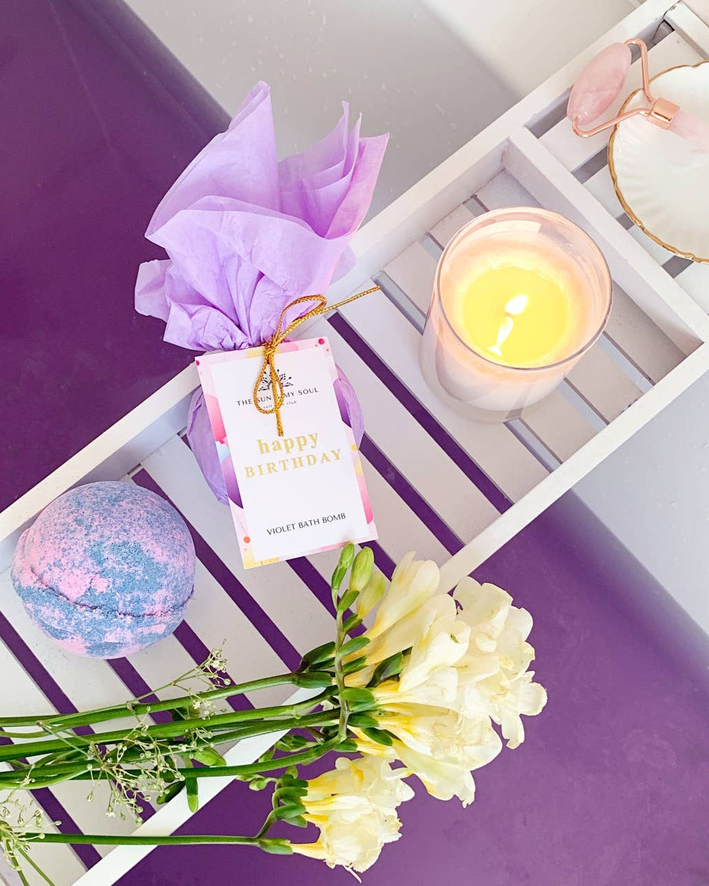 Violet Scented Luxury Birthday Bath Bomb - Benny and Mollie