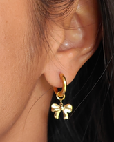 Minimalist Stainless Steel Bow Huggie Hoop Earrings - Benny and Mollie