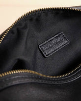 Vegan Leather Wash Bag in Black Open