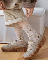 Wearing Floral Wool Socks