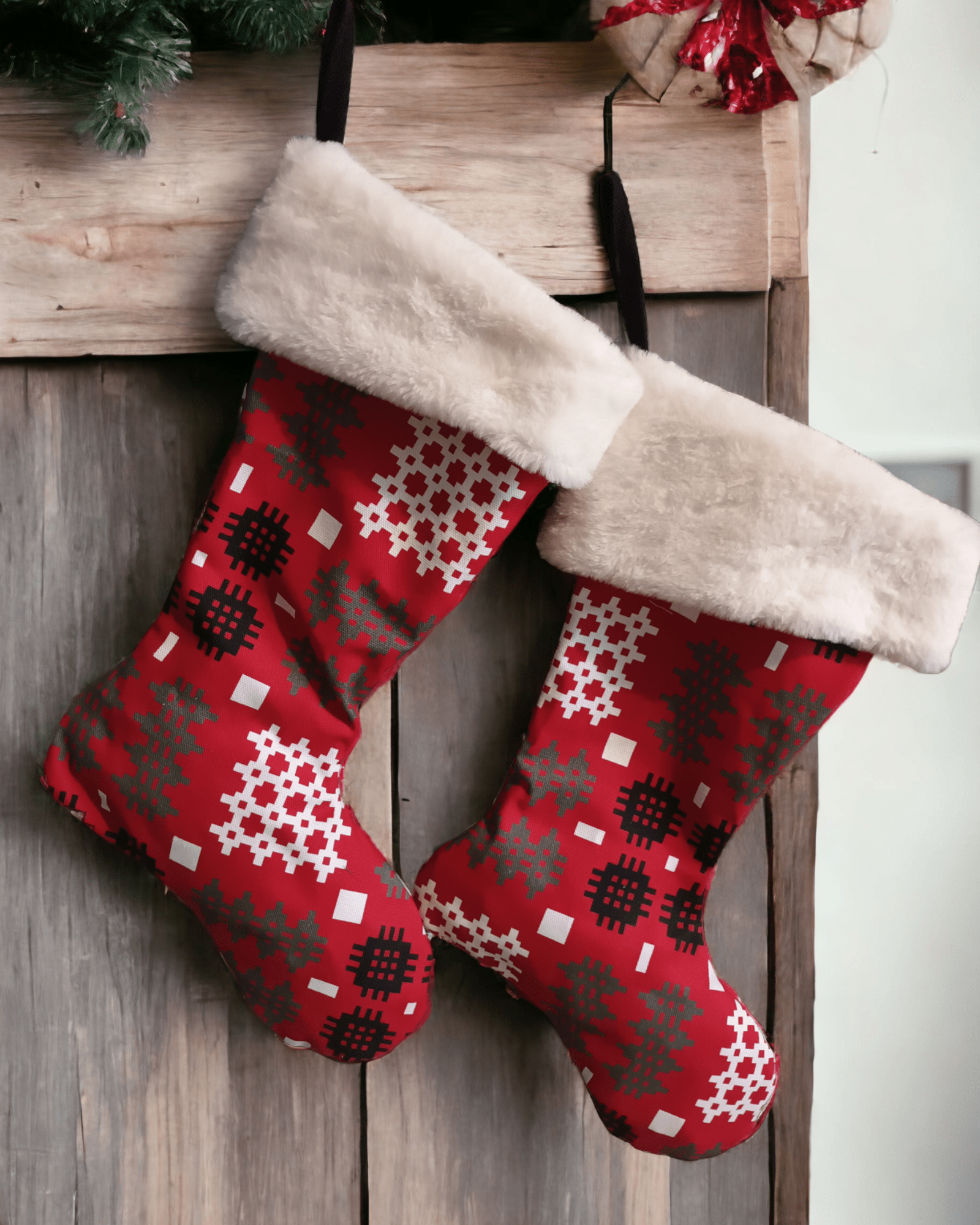 Red Welsh Tapestry Christmas Stocking