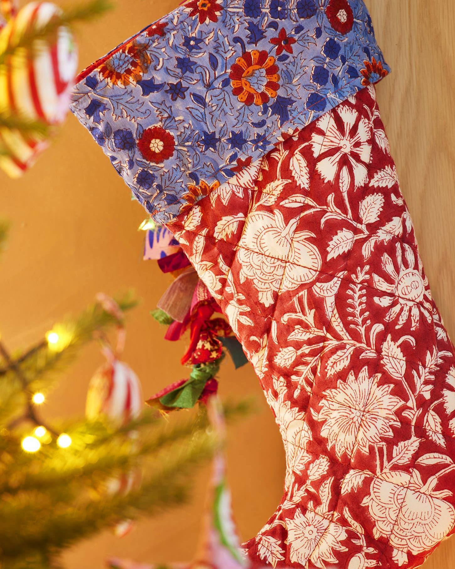 Akya Floral Block Print Stocking - Benny and Mollie