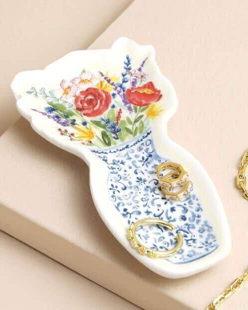 Flowers in Vase Trinket Dish