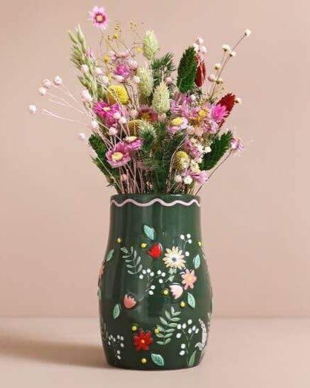 Forest Green Flower Vase