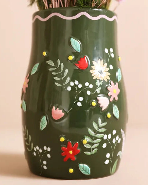 Forest Green Flower Vase - Benny and Mollie