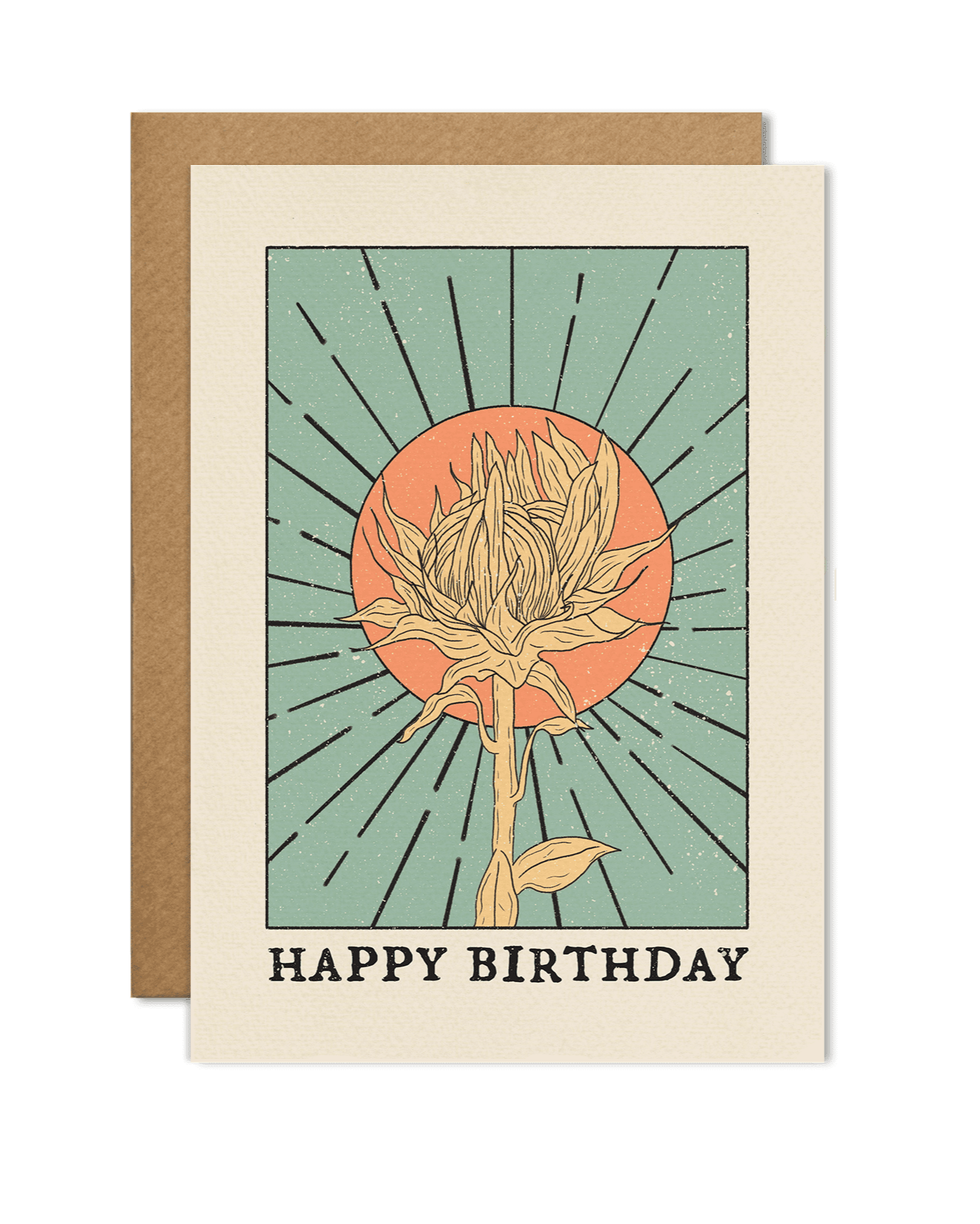 Happy Birthday Card with Flower Illustration