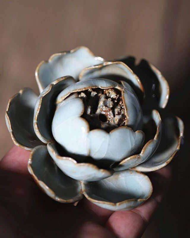 Handmade Green Lotus Incense Holder Ornament