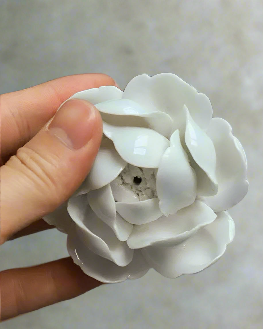 Handmade White Lotus Incense Holder - Benny and Mollie