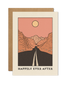 A6 eco-friendly card featuring a "Happily Ever After" message with a road winding through a mountain landscape. Perfect for anniversaries, Valentine&