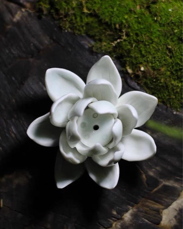Handmade Ceramic Open Lotus Incense Holder - Benny and Mollie